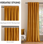 MIULEE Velvet Blackout Curtains 52x96 inches 2 Panels Mustard Yellow | Luxury - Image 2