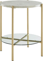 Walker Edison Blaine Mid Century Modern Marble and Glass Round Accent Table by WalkerEdison