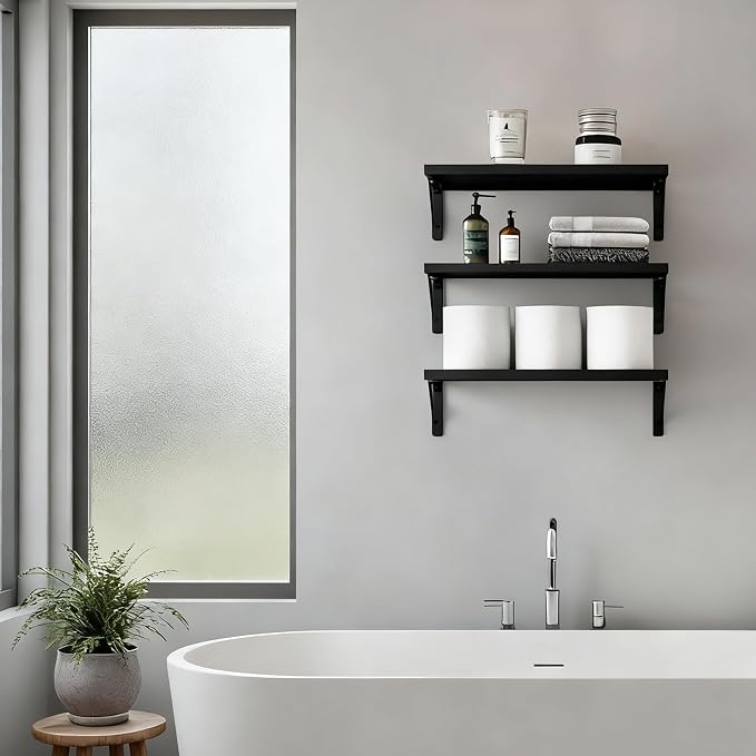 Fixwal Black Shelves for Wall, Wood Wall Mounted Floating Shelves for Bedroom - Image 6
