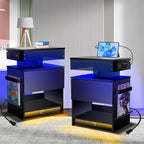 Nightstand with Induction Light & Side Charging Station, Modern Bedside Table by Unknown