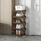 Foldable Shoe Rack, Bamboo Vertical Shoe Organizer Tall - Image 2