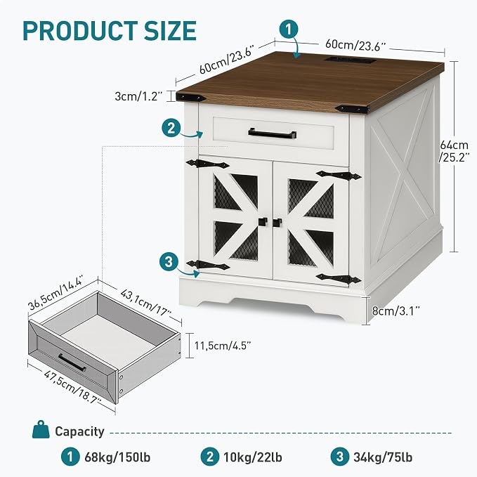 RALGEND White Farmhouse End Table - Image 2