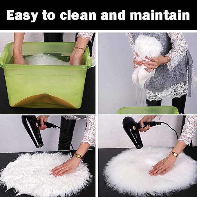 15.7 Inch Mini Small Fur Rug Round - Image 8