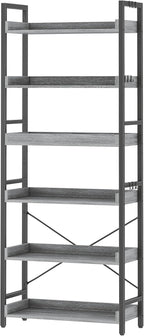 HCHQHS 6 Tier Bookshelf, Adjustable Industrial Bookcase, Vertical Tall Book by HCHQHS