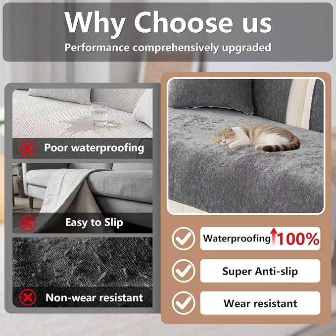 Premium Chenille Sofa Cushion Covers，Upgraded Anti-Slip Sectional Couch - Image 4