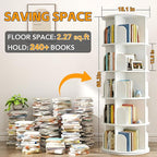 RUNSUNSPRI 5 Tier Rotating Bookshelf Tower, Spinning Bookshelf, Revolving 360° - Image 2