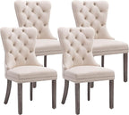 KCC Velvet Dining Chairs Set of 4, Upholstered High-end Tufted Dining Room Chair by KCC