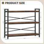 3 Tier Bookshelf 39.37" Width, Dorm Desk Hutch, Desk Shelf, Long Industrial - Image 3