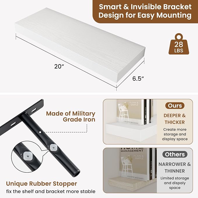 fuqing Floating Shelves for Wall, Wall Mounted Wood Floating Shelf - Image 2