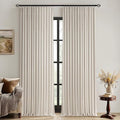 MIULEE Beige Pinch Pleated 100% Blackout Linen Curtains 40x84 Inches | Room by MIULEE