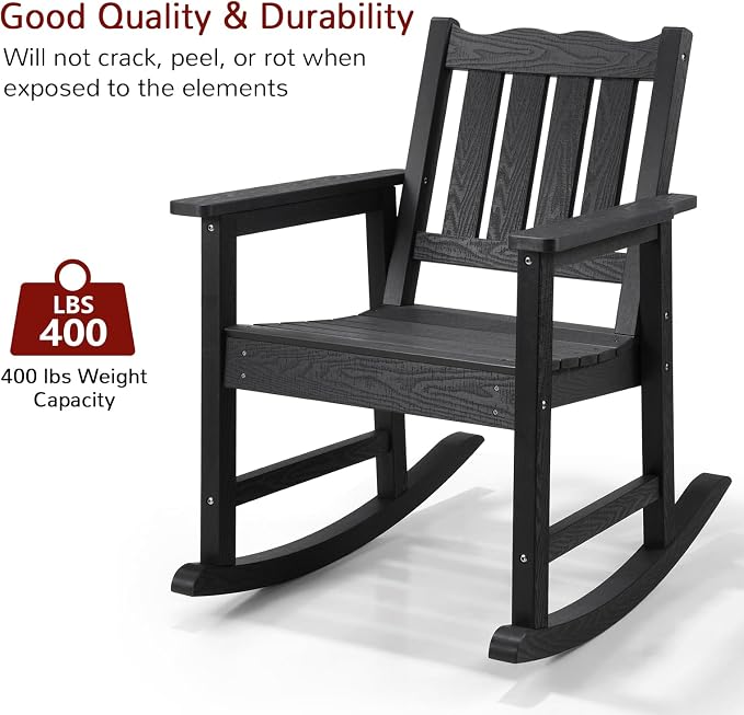 Stoog Low Back Patio Rocking Chair – Heavy Duty 400 lbs Capacity Outdoor Rocker - Image 4