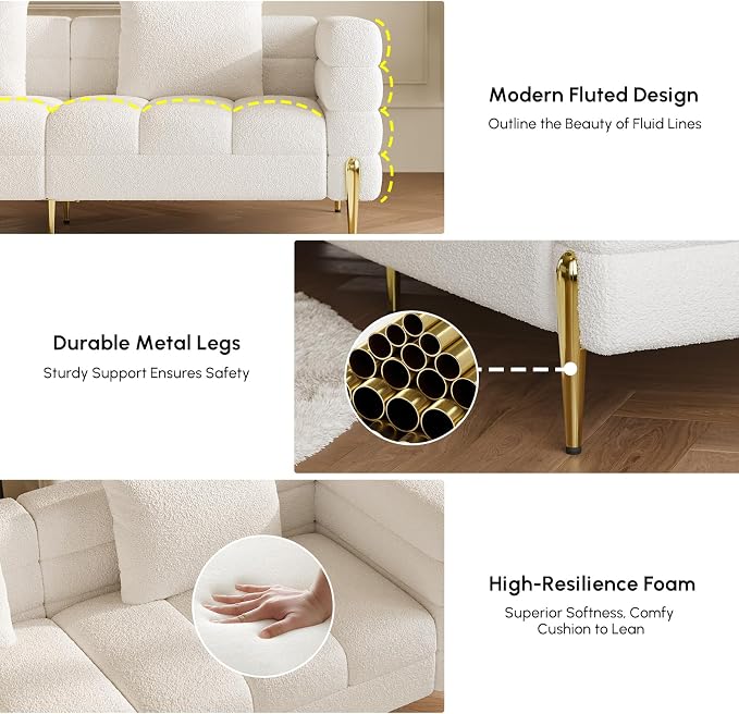 homary 79" Modern Boucle Sofa Couch, Upholstered Luxury Sofa - Image 5