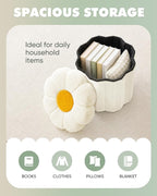 B FSOBEIIALEO Storage Ottoman Foldable, Sunflower Shaped Small Footrest - Image 4
