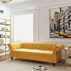 Mid-Century 3 Seater Sofa, Velvet Couch by YUCHIATHSoulFurniture