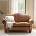 60" Wide Genuine Leather Chesterfield Loveseat, 2 Seat Leather Sofa by Thesupportyouneed