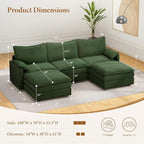 Vesgantti 108" U Shaped Sectional Couch, Comfy Cloud Modular Sectional Sofa - Image 2