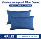 MIULEE Pack of 2 Decorative Outdoor Solid Waterproof Throw Pillow Covers Faux - Image 7