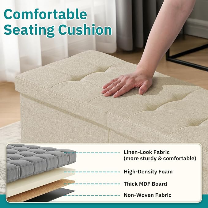30.5-INCH Storage Ottoman Bench, Footrest - Image 4