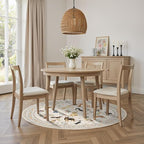 Beige 4Ft Round Area Rug for Living Room Bedroom | Stain Resistant; Non Slip; - Image 5