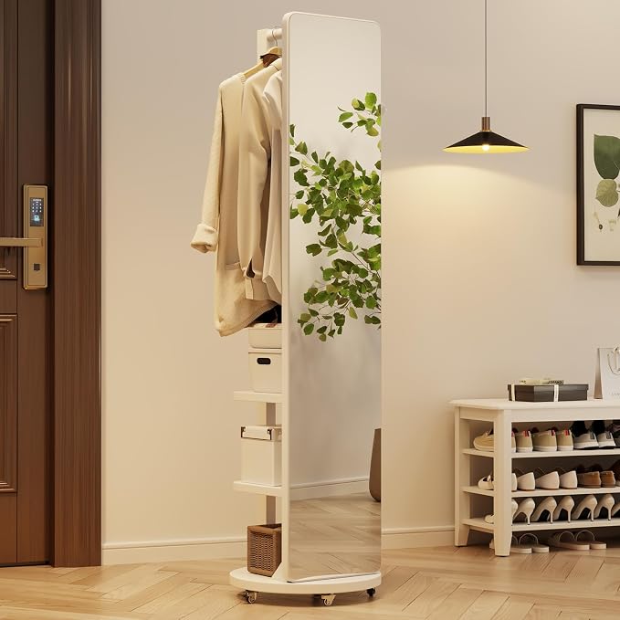 WoodsWhisper Full Length Mirror Coat Rack Solid Wood Floor Mirror 66"x12" Full by Unknown