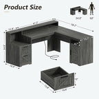 YOMILUVE 63" Farmhouse L Shaped Executive Desk - Image 2