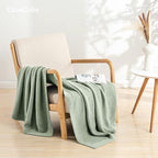 CozeCube Sage Green Seed Stitch Throw Blanket 60"x80", Farmhouse Decor | Blanket - Image 5