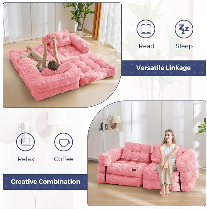 MAXYOYO Folding Sofa Bed, L-Shaped Convertible Sofa Bed - Image 6