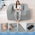 Futon Sofa Bed with Pillow, 3-in-1 Sleeper Sofa Bed with Removable Cover - Image 8