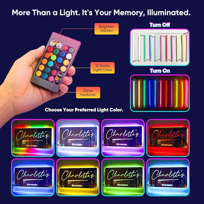 VEELU Personalized Photo Mirror Light Custom Couple Name Neon Signs LED Forever - Image 5
