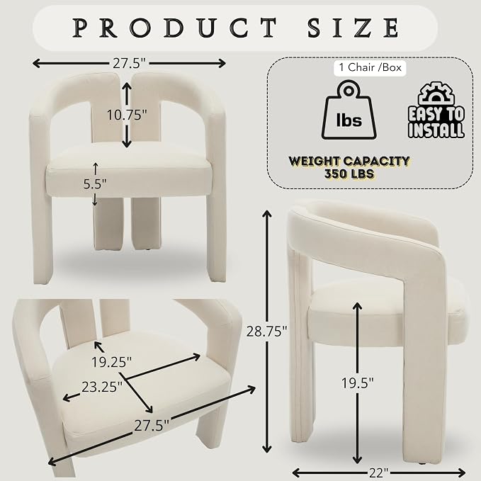 Hyfirm Upholstered Linen Barrel Dining Chair Set of 2, Modern Accent Kitchen - Image 2