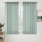 MIULEE Aqua Blue Linen Curtains 52x54 Inch 2 Panels by MIULEE