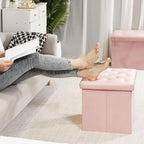 B FSOBEIIALEO Storage Ottoman Cube, Velvet Tufted Folding Ottomans - Image 5