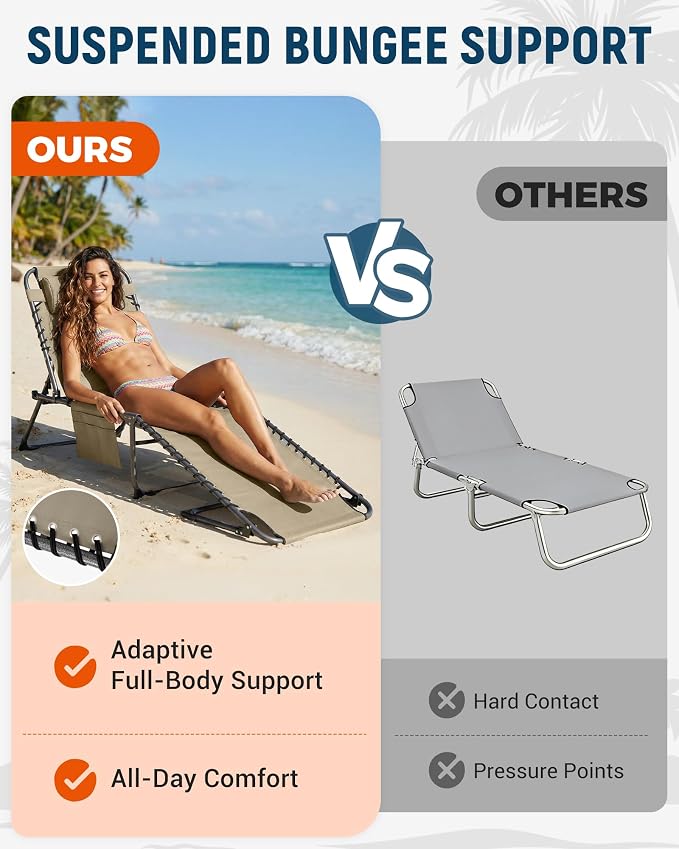 KingCamp Lounge Chair Outdoor, 400LBS Tanning Chairs - Image 3