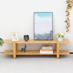 HollyHOME Bamboo TV Stand with Storage - Image 9