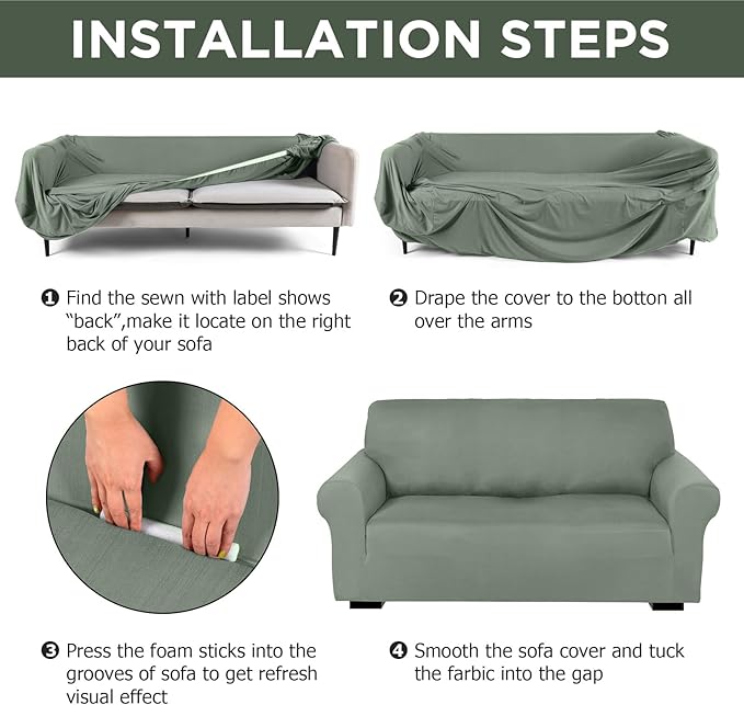 Peryiter 3 Pcs Couch and Loveseat Covers Set Sofa Cover - Image 3