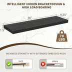 Acovy 36 Inch Floating Shelves, Wooden Shelves - Image 3