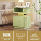 Nightstand with Charging Station, Modern Night Stand with Smart Led Light and 2 - Image 9