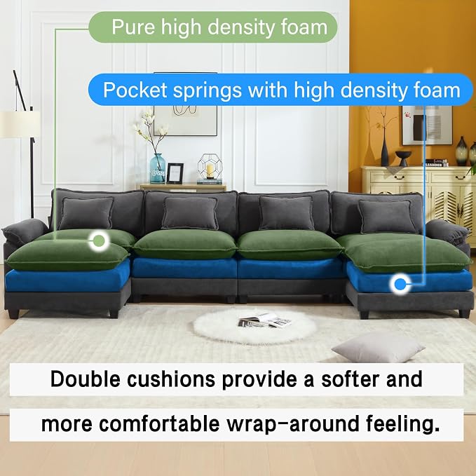Oprisen 154" Modular Sectional Sofa, Comfy Cloud Couch Sectional Sofa - Image 3