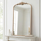 Besdomus Vintage Gold Wall Mirror: 24"x42" French Large Arch Champagne Gold - Image 6
