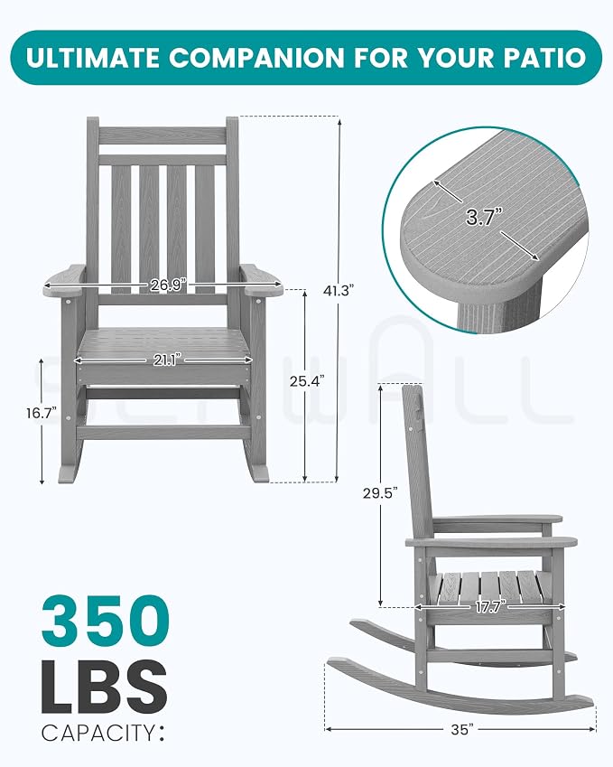SEWALL HDPE Rocking Chair, Oversized Outdoor Rocking Chair - Image 2