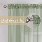 Sage Green Sheer Curtains 120 Inches Long 2 Panels, Extra Wide Farmhouse Airy - Image 4