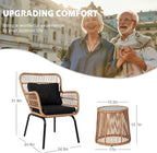 3 Piece Outdoor Wicker Furniture Bistro Set, Rattan Chairs Conversation Sets - Image 6