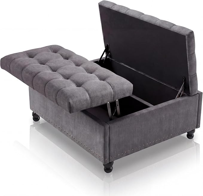 Garvee 36'' Large Square Storage Ottoman, Lift Top Storage Ottoman Coffee Table by Garvee