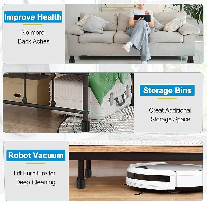 Bed Risers 1 inch, 2 inch, 3 inch, 4 inch Heavy Duty, Adjustable Furniture Riser - Image 3