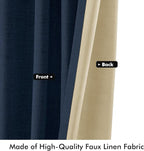 MIULEE 100% Blackout Linen Curtains 42 x 96 Inch Midnight Blue 2 Panels | - Image 6