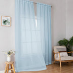 Sky Blue Sheer Curtains 90 Inches Long - Image 2