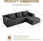 ANONER 103" Modular Sectional Sofa, L-Shaped Boneless Sectional Couch, Modern - Image 2