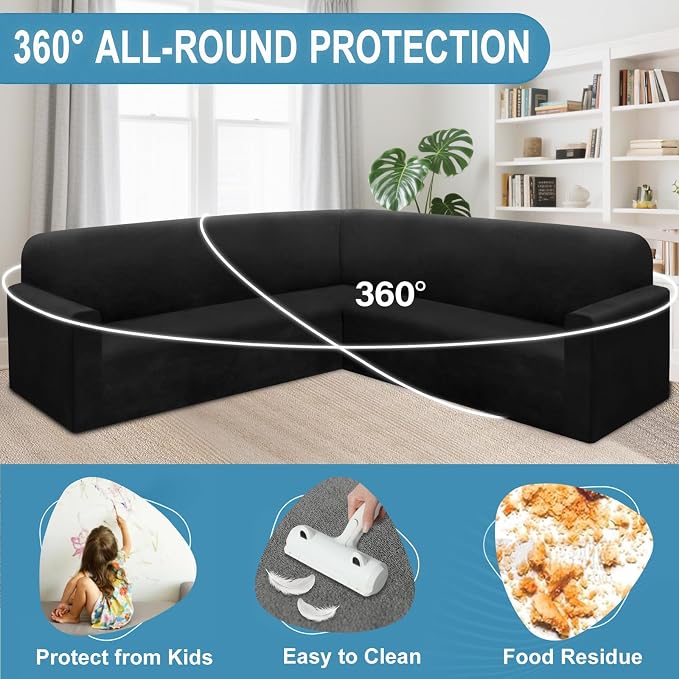 HDCAXKJ Corner Sectional Couch Covers Velvet Stretch L Shape Sofa Cover Soft - Image 5