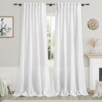 Linen White Curtains 2 Panels Set Extra Long by Nanspring