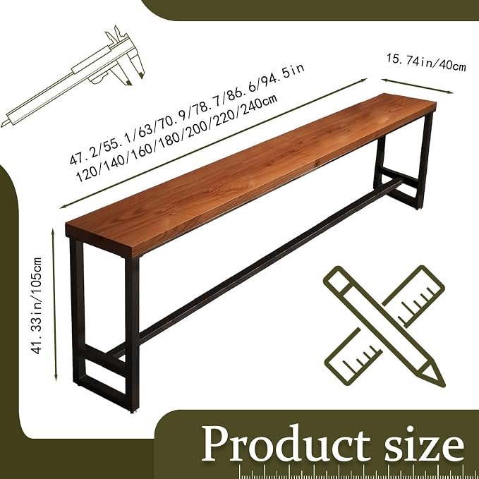 Bar Height Table Long Bar Table Solid Wood Farmhouse Bar Table Industrial Long - Image 2